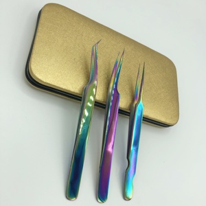 Pince à épiler pour extensions de cils effet arc-en-ciel, à pointe droite à 45 degrés, pour isolation, pointe lisse, testée à la main, précision, avec logo personnalisé - Product Image 3
