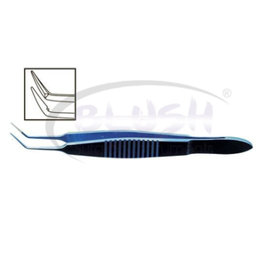 Pinzas de Sutura Oftálmicas de Titanio Anguladas con Punta de Plataforma en V de 0.5mm para Microcirugía por Blush Surgical - Product Image 1