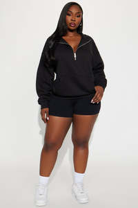 Sudadera con media cremallera para mujer al por mayor, estilo oversize, casual, de forro polar, proveedor de ropa urbana en EE. UU. - Product Image 3