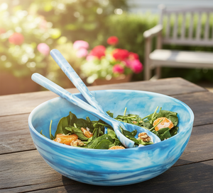 CRAFTS HUB Bol de service classique en résine polie, fait main, écologique, compatible lave-vaisselle - Product Image 1