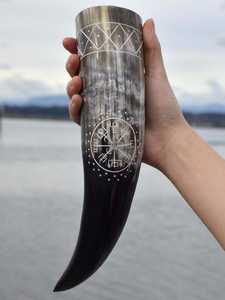 Cuerno de búfalo tallado de lujo para beber, con logotipo personalizado, estilo náutico, recuerdo ecológico - Product Image 4