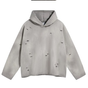 Sweat à capuche oversize pour homme, personnalisé, effet délavé soleil, manches longues, style déchiré, effet délavé à l'acide - Product Image 4