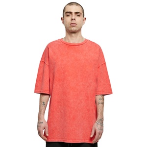 Nueva Camiseta Extra Grande para Hombre con Lavado Ácido, 100% Algodón, Ligera, Transpirable, Cuello Redondo, Color Sólido, 280 Gramos de Peso de Tela, Manga Corta - Product Image 1