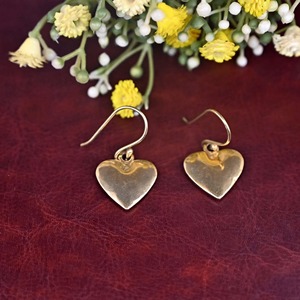 Gold Plated Brass Heart <b>Earrings</b> Polished Finish Valentine's Day Jewelry Love Theme Metal Craft - Product Image 6