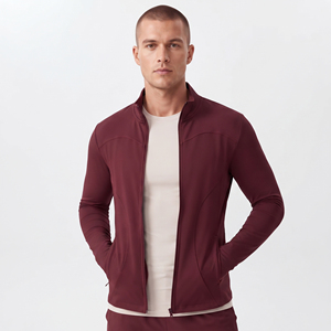 Veste de sport pour homme 100% polyester, col montant, coupe sportive, fermeture éclair, idéale pour le yoga et le jogging en automne - Product Image 2