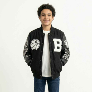 Veste de baseball pour homme, style varsity, corps en laine, manches en cuir véritable, design bicolore personnalisé, veste bomber universitaire - Product Image 6