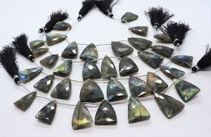 Natural Labradorite Faceted Triangle Shape Beads 16-18 MM Trillion Cut Flashy Labradorite <b>Gemstone</b> Beads 7 Inch Triangle Beads - Product Image 2