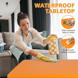 4ft <b>Portable</b> Orange Folding <b>Table</b> Indoor and Outdoor Use with Maximum Weight Capacity of 135KG for Camping - Product Image 4
