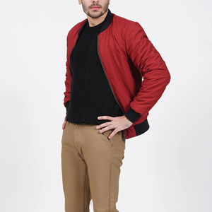 Veste bomber noire de style sportif, fermeture éclair, manches longues, veste bomber rouge, veste de course pour homme, veste bomber homme de qualité supérieure - Product Image 3
