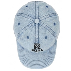 Gorra de Béisbol RIZNA de Mezclilla Twill, 6 Paneles, Ajustable, Unisex, Estilo Casual Vintage, Lavada, con Logotipo Bordado en 3D en el Panel Frontal, Azul, Algodón, Metal - Product Image 2
