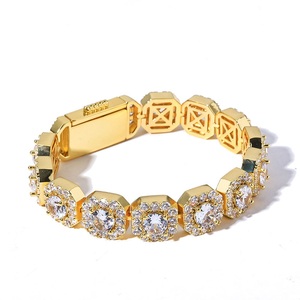 Bracelet tennis floral en argent 925 et moissanite pour homme, maillons halo ronds, bijou de luxe glacé, cadeau pour homme - Product Image 6
