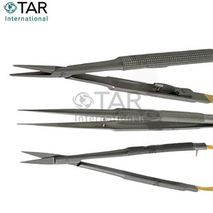 Ensemble de 3 micro-ciseaux Castroviejo en acier inoxydable allemand de qualité supérieure, porte-aiguilles, micro-pinces droites, instruments médicaux pour les yeux - Product Image 3