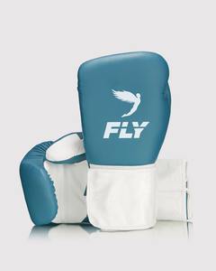 Gants de boxe en cuir de vachette véritable de haute qualité, personnalisés bleu ciel et blanc, avec fermeture velcro, pour la boxe et les combats - Product Image 1