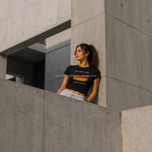 T-shirt court pour femme, col rond, manches courtes, décontracté, en jersey de coton, pour le printemps et l'été, prix abordable - Product Image 3