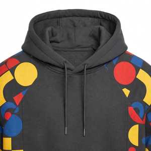Sudadera con capucha geométrica Bauhaus con cremallera y diseño AI Blind Feature, color carbón multicolor, de felpa francesa suave y gruesa, corte oversize, cálida, con estampado gráfico para hombre. - Product Image 5