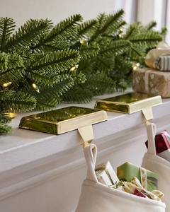 Gold Rectangle Christmas <b>Stocking</b> <b>Holder</b> Mantel Hanger Luxury Brass Decor Durable Holiday Ornament - Product Image 4