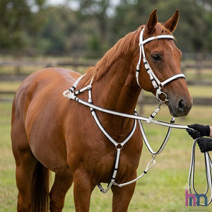 Ensemble complet de harnais pour cheval HM Global Premium PVC bleu, imperméable, pour course et endurance - Product Image 3