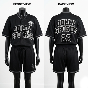 Women baseball jersey and shorts <b>set</b> 200 GSM breathable polyester mesh black contrast trim custom sublimation print Women's <b>Set</b> - Product Image 1