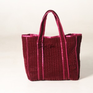 Wholesale Assorted Stylish Velvet Quilted Tote Bag Luxury Indian Soft Fabric <b>Handbag</b> - Product Image 1