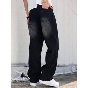 Jeans de Mezclilla para Hombre, Estilo Retro Vintage, Negros, Lavado con Efecto Whisker, Corte Recto, Pierna Ancha, Ecológicos, Transpirables, Moda Urbana, Tallas 28-42 - Product Image 4
