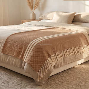 Manta de Sofá Tejida a Mano con Rayas de Algodón Natural, 130x180 cm, para Decoración del Hogar Minimalista, Costera y Neutral - Product Image 4