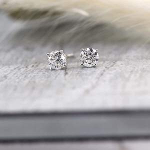 Womens Lab Grown Diamond <b>Silver</b> <b>Stud</b> <b>Earrings</b> Luxury IGI Certified Round Brilliant Cut 925 F Color High Purity - Product Image 2