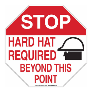 Panneau de signalisation de sécurité Brady STOP : Casque de sécurité requis pour les zones de construction et industrielles - Product Image 1