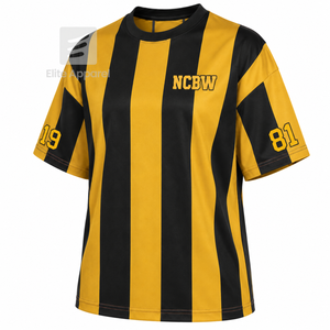 Custom NCBW 100 <b>Black</b> <b>Women</b> Sweatshirt Striped Short Sleeve <b>black</b> & gold Casual Style for female with polyester lining - Product Image 2
