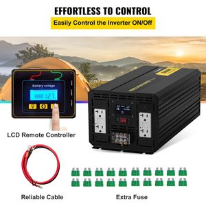 Convertitore di Energia a Onda Modificata 5000W, Adattatore per Veicoli 12V DC a 110V AC, Inverter con Schermo LCD e Telecomando - Product Image 5