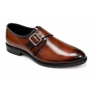 รองเท้าหนังแท้ทรงหัวแหลมแบบ Monk Strap ป้องกันการเจาะทะลุ กันลื่น หัวเข็มขัดคู่ ทำมือ สำหรับฤดูใบไม้ร่วง เหมาะสำหรับใส่ทำงานในออฟฟิศ - Product Image 1
