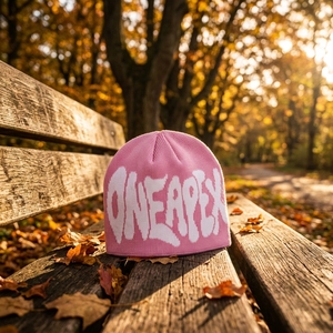 Custom Pink Knit Beanie Hat White Custom Logo Ribbed <b>Winter</b> <b>Cap</b> Unisex Streetwear Fashion Headwear Wholesale OEM Manufacturer - Product Image 5