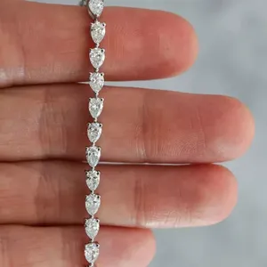 Bracelet tennis en moissanite taille poire, argent sterling 925 plaqué or blanc, bijoux de luxe pour femmes - Product Image 4