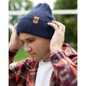 Traditional Solid Denim <b>Blue</b> Cuffed <b>Beanie</b> Comfortable and Stylish - Product Image 5