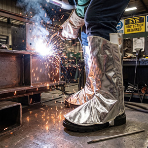 Leather Industrial Safety Foot Protection Welded Spats Gaiters <b>Sparks</b> Resistant Workplace Fire Protection 500C-1000C Heat - Product Image 6