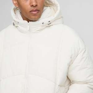 New Arrival Custom Made Men's Puffer Jacket Custom Printed Logo Winter Waterproof Stand Collar High Street <b>Canvas</b> Zipper Plain - Product Image 6