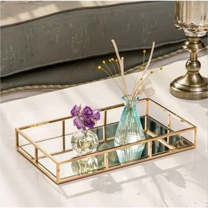Luxury Round Golden <b>Mirrored</b> Tray Decorative Stainless Steel Coffee <b>Table</b> Serving Platters Perfume <b>Vanity</b> Organizer Home Decor - Product Image 4