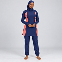 Ensemble Burkini 3 Pièces Modeste pour Femme, Coupe Haute, Imprimé Uni, Logo Frontal, Imperméable et Respirant