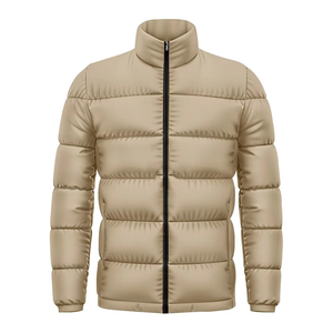 Blouson matelassé léger et imperméable pour homme, coupe-vent, col montant, fermeture éclair, broderie tissée unie, idéal pour l'hiver en extérieur - Product Image 4