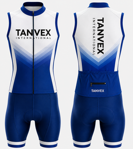 Ensemble de maillots de cyclisme unisexes TANVEX International, écologiques, respirants, 100% polyester, sans manches, kit de vélo personnalisé avec impression du logo de l'équipe - Product Image 2
