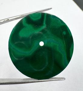 A K <b>Gems</b> Natural Malachite Watch Dial GMC-1016W31.50 mm Round One Sided Polished Watch <b>Face</b> - Product Image 2