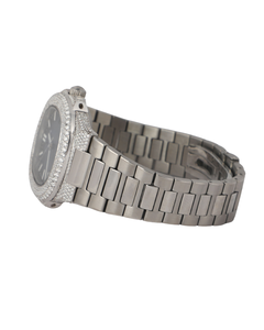 Reloj de Diamantes Moissanite en Oro Blanco con Esfera Inteligente para Exportación, Reloj de Diamantes Estilo Hip Hop, Regalo para Hombre - Product Image 2