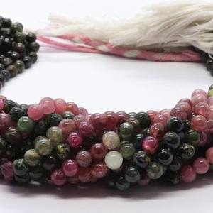 Perles rondes lisses en tourmaline naturelle AAA, 5 mm, pierres précieuses authentiques, pour la fabrication de bijoux, fournisseur en gros - Product Image 6