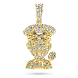 Hip Hop Trendy 925 Silver Rhodium Plated Custom Pillsbury Chef Natural Diamond Iced Party Wear <b>Pendant</b> Fashionable Charm Gift - Product Image 1