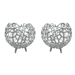 Decorative Antique Style Antique Round Tea Light Holder <b>Set</b> White Coral Design Heat Resistant Home Decoration - Product Image 1