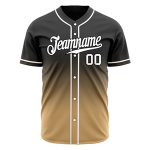 Maillots de baseball haut de gamme avec chemises en mesh de qualité supérieure et maillots à col en V, manches courtes boutonnées sur le devant, noir et or - Product Image 2