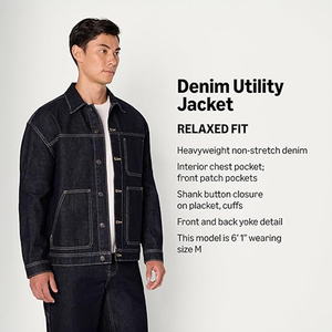 <b>Men's</b> Classic Dark Blue <b>Denim</b> <b>Jacket</b> Turn-down Collar Button Front Solid Color Washed Cotton Regular Fit Autumn Workwear Style - Product Image 2