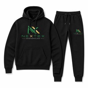 Conjunto Deportivo Personalizado con Logotipo para Hombre, Sudadera con Capucha y Pantalones Deportivos de Felpa de Algodón, Conjunto de 2 Piezas - Product Image 1