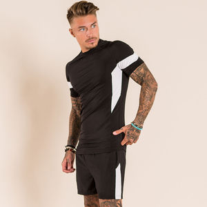Men's Blue <b>T</b>-<b>Shirt</b> And Shorts Set Two Piece Slim Fit Side Panel Tee With Matching Shorts Casual Activewear Lounge Wear - Product Image 3