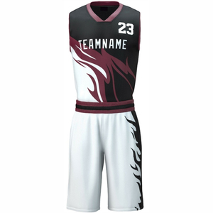 Ensemble de maillots de basket-ball personnalisés de haute qualité OEM, sublimés, nom de l'équipe, numéro, col en V, sans manches, évacuation de l'humidité, unisexe, adulte - Product Image 2