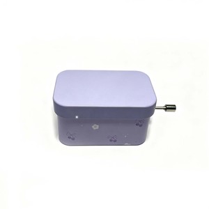 Purple Rectangle Tin <b>Box</b> Music Wind Up <b>Metal</b> Storage Case Sliding Lid Tinplate Container for Pills Mints Gifts - Product Image 6